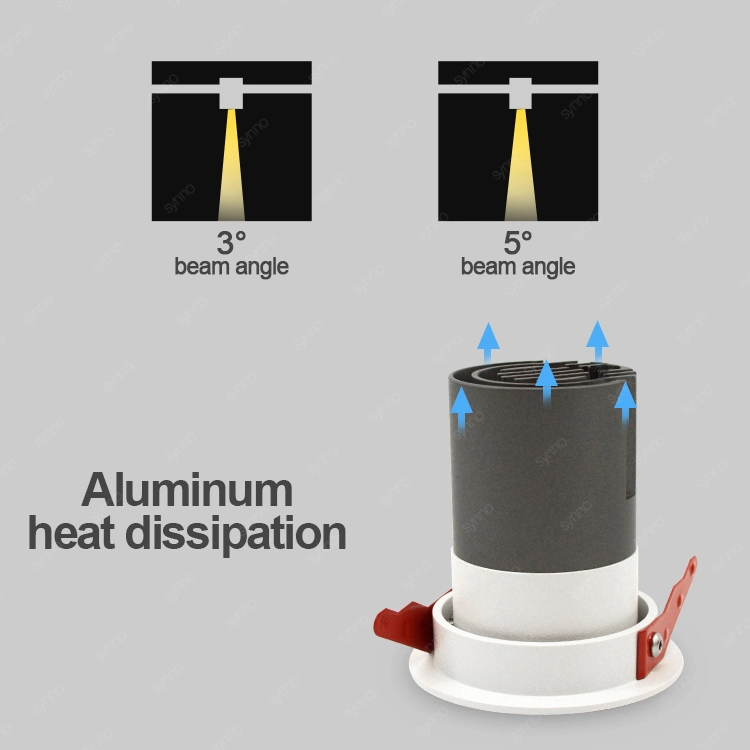 Haz de luz estrecho antirreflectante de 55mm sin cerco nuevo recorte profundo agujero alto CRI Lumen foco LED Empotrables de techo Soporte Downlight