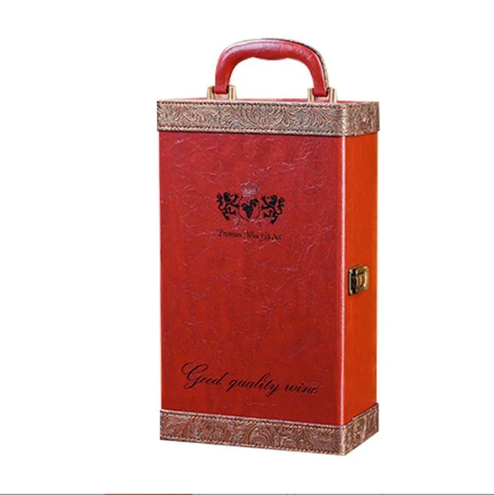 Customize High Grade PU Leather Wine Packaging Box with Handle