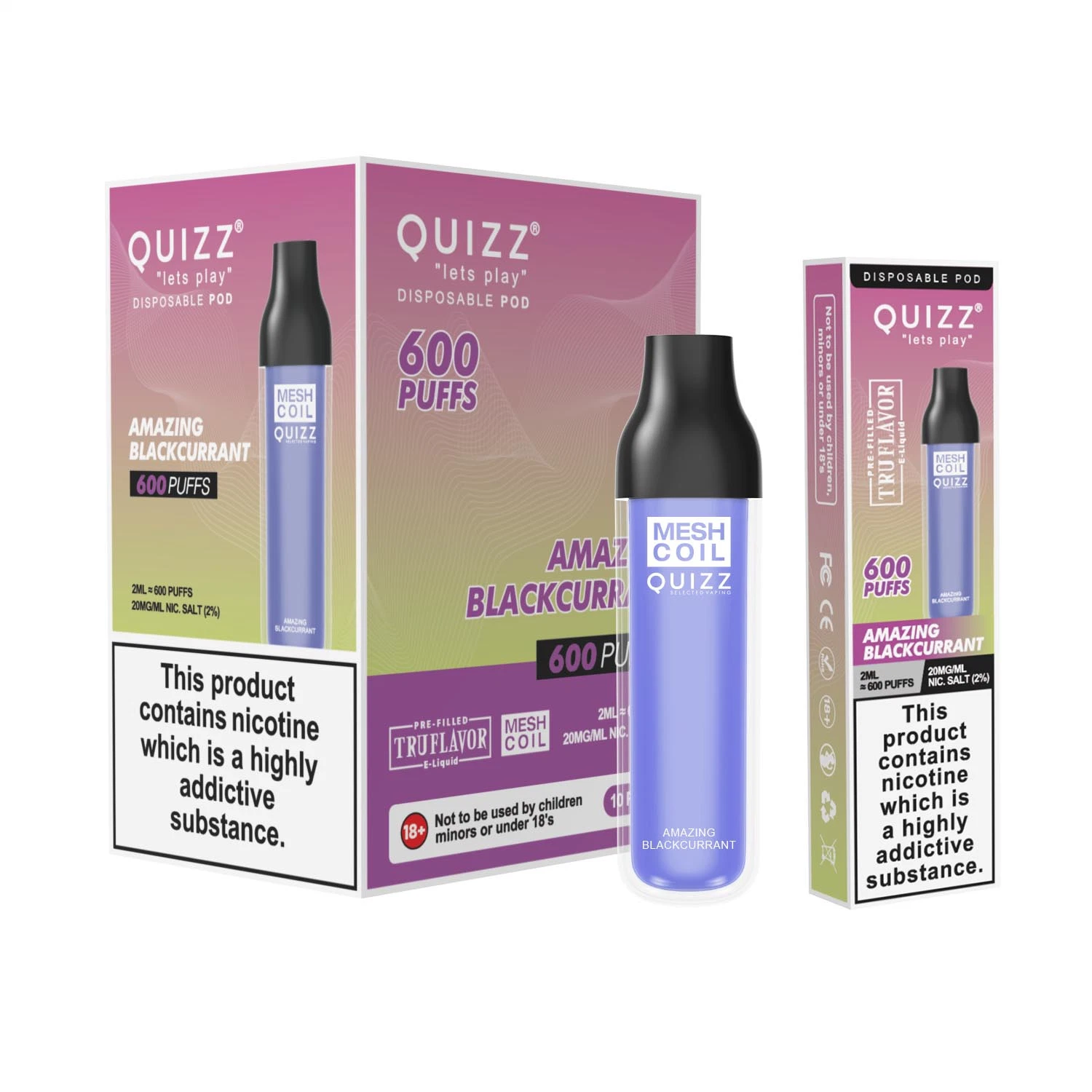 متجر المعدات الأصلية اي سيج الذي يمكن التخلص منه بود Tpd 2% 5% Vape Mod Quizz Vapmod Qd43 600 Putff Mini E-Cigarette