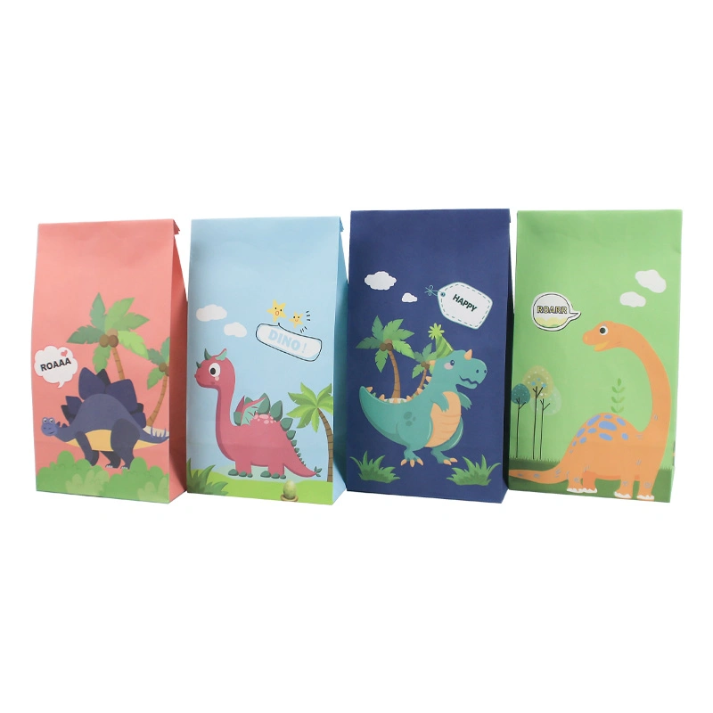 New Design Dinosaur Theme Lovely Baby Shower Birthday Party Decoration Favors Packaging Candy Paper Treat Gift Bags for Kids