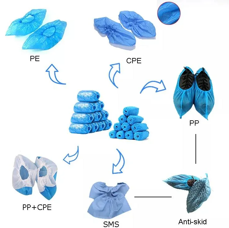 Disposable Non-Woven SMS Medical Shoe Cover SMMS Waterproof Anti-Slip Shoe Boot CE/FDA