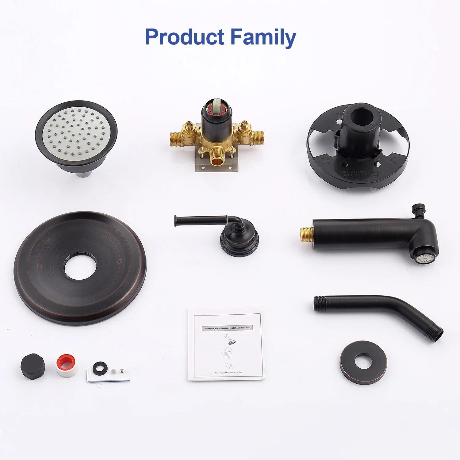 Pressure Balance Shower Valve Combo Complete Kit Bath and Shower Faucet Set Brass Antiscald Valve with Diverter Tub Spout