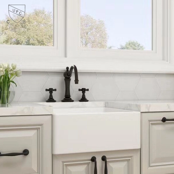 Under Mount Morden Design Waterfall Porcelain Fireclay Ceramic Farmhouse Kitchen Sink by Ovs Direct Selling