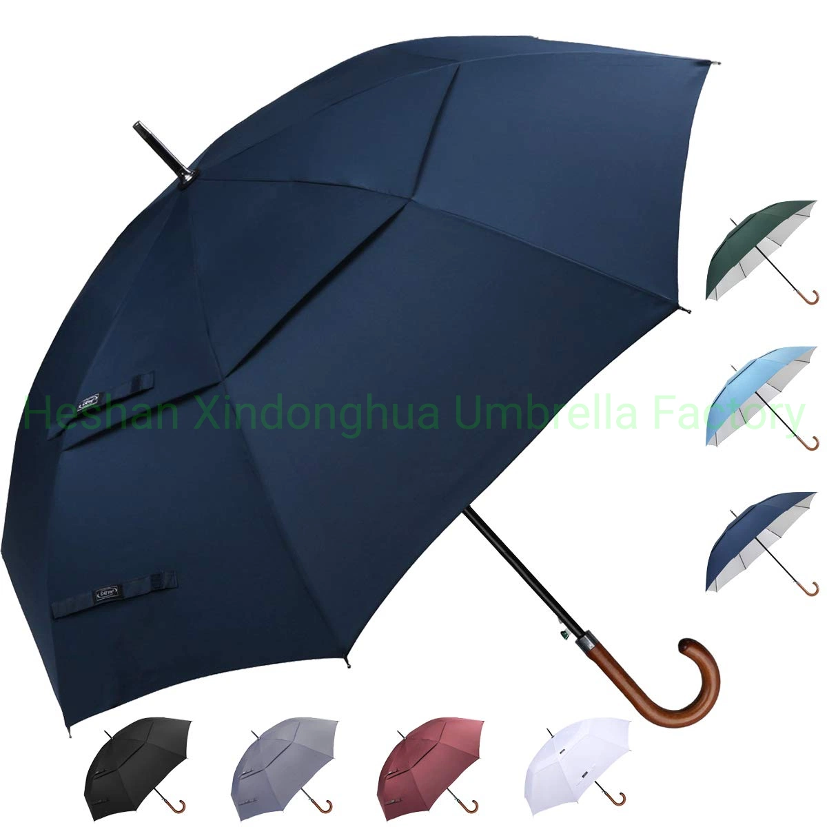 Classical Wooden Crook Handle Gentleman Stick Golf Umbrellas (SU-0027AFWD)