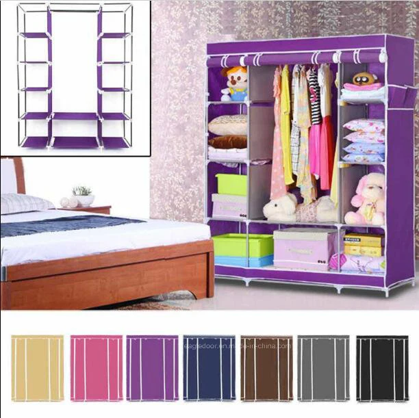 Single Fabric Canvas Clothes Wardrobe Cupboard Shelves Storage Organiser Hanging (FW-45B)