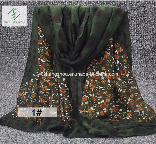 100% Viskose Neueste Herzförmige Blume Gedruckt Schal Mode Dame