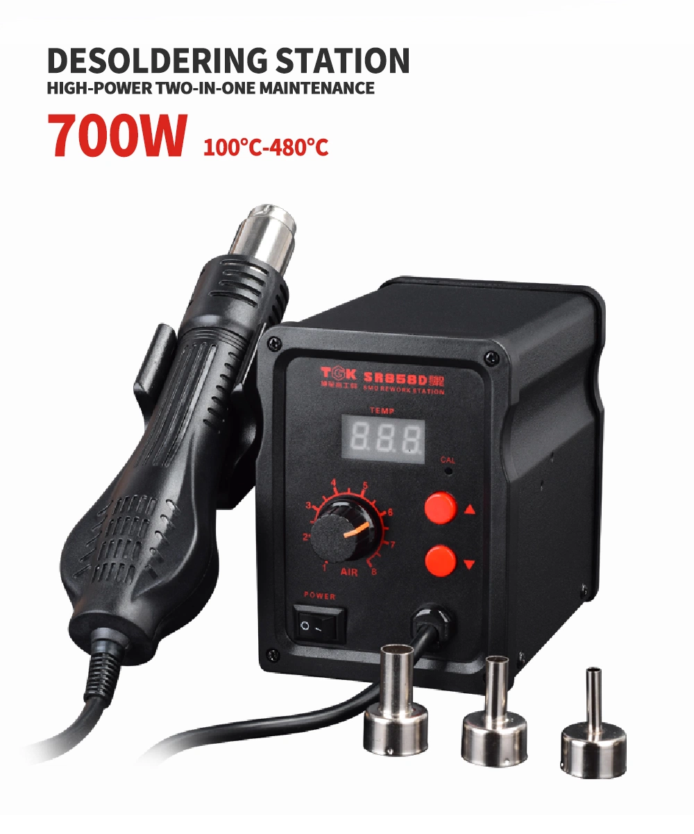 Pistola de ar quente a soldadura SMD Estação de retrabalho para portas Re-Soldering SR858d