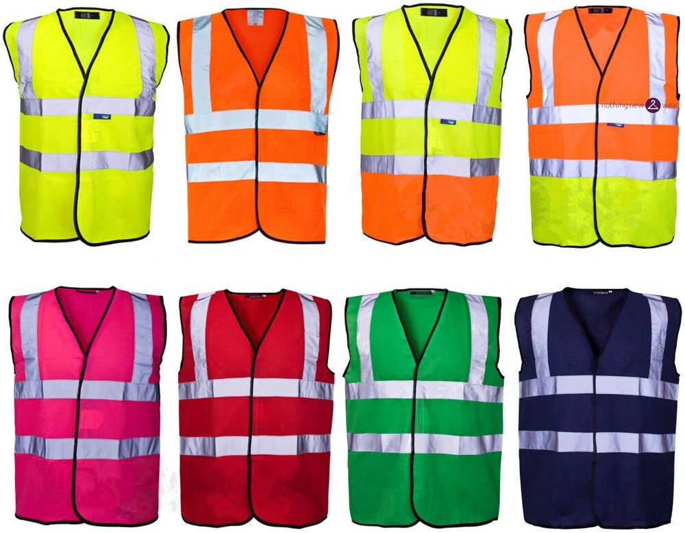 Reflective Workwear Waistcoat Colourful Safety Vest Clothing for Women Men-Red