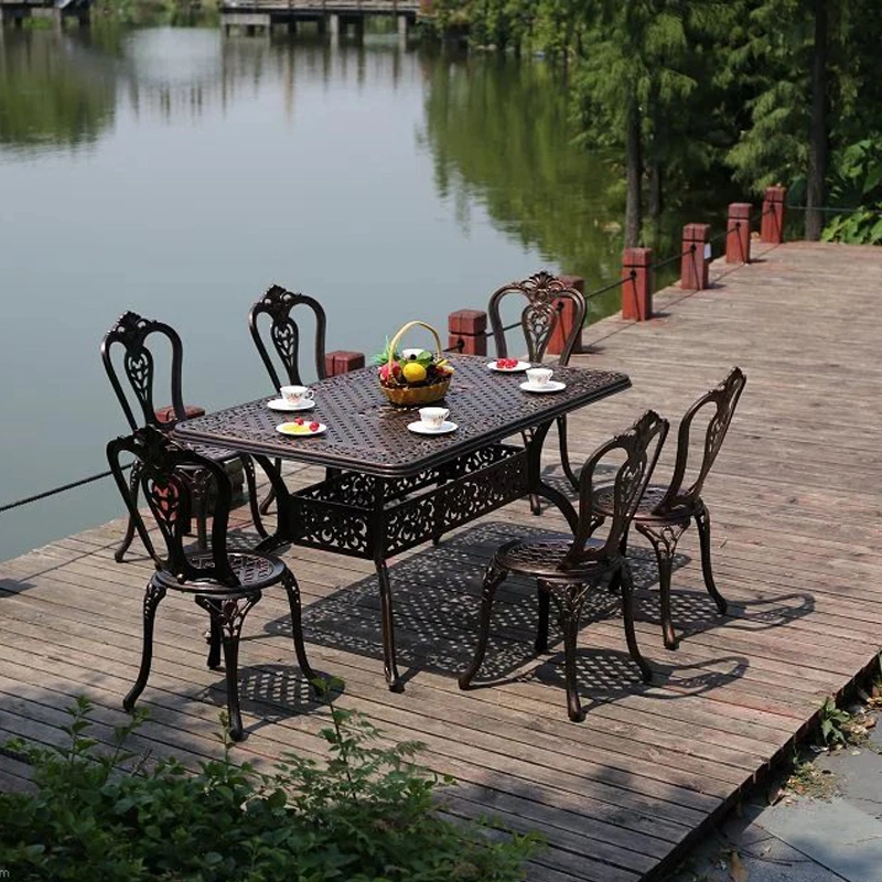 Aluminum Metal Table for Backyard Kd Furniture Outdoor Dining Chair Balcony Table Garden Set Cast Aluminum Patio Furniture