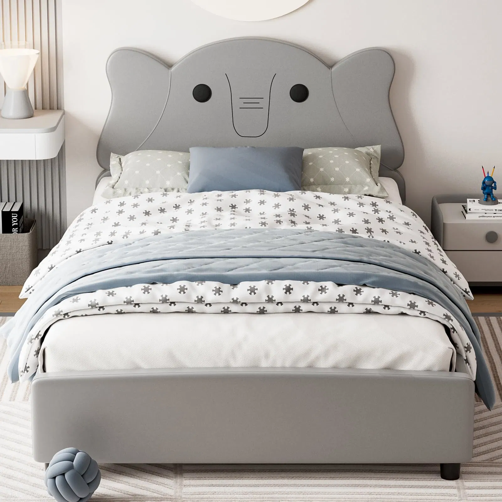 Elefant Kinder Gepolstertes Doppelbett, Kinder Twin Plattform Bettgestell