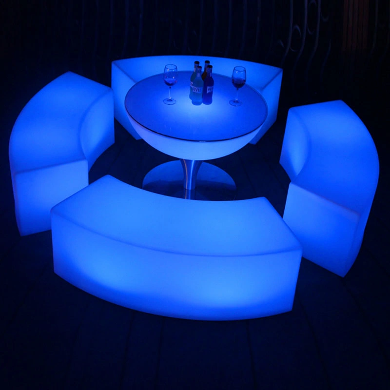 16colors Changing Modern Plastic RGB LED Long Nail Bar Stool Lit up Luxe Event Rentals Outdoor Lounge Furniture