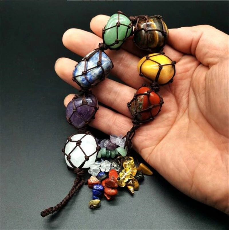 Natural Aura Seven Chakra Pendulum Pendant Energy Stone Yoga Healing Gift Set Home Decoration Jewelry Gifts