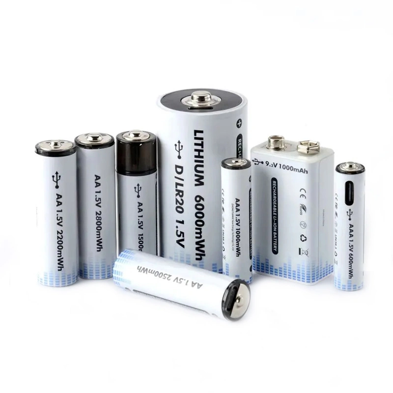 Cofre tipo doméstico C bateria recarregável AA 1,5V a AAA bateria recarregável USB