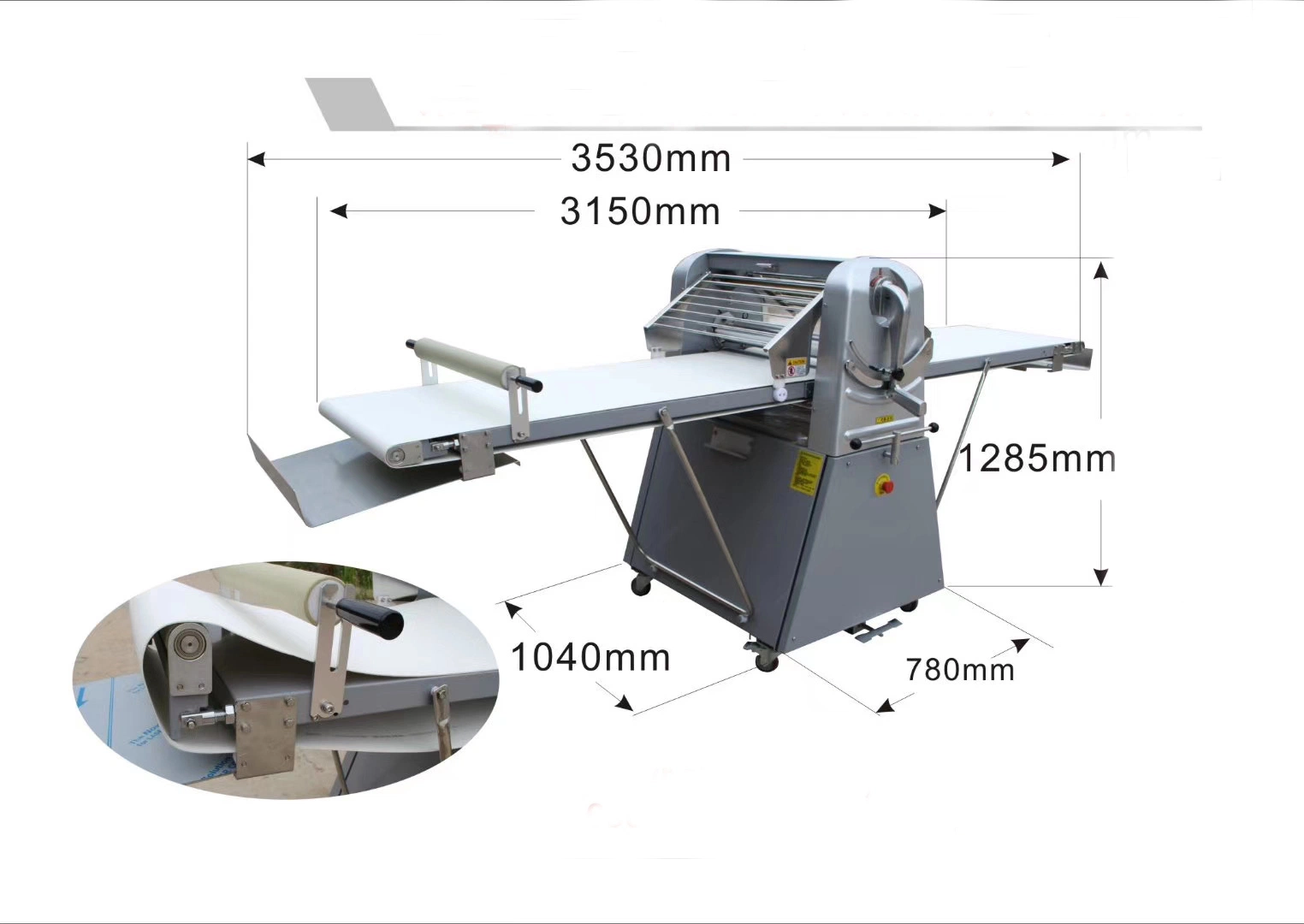 520mm Electric Bread Dough Roller Machine, Cake/Pizza Croissant Dough Sheeter / Pastry Sheeter