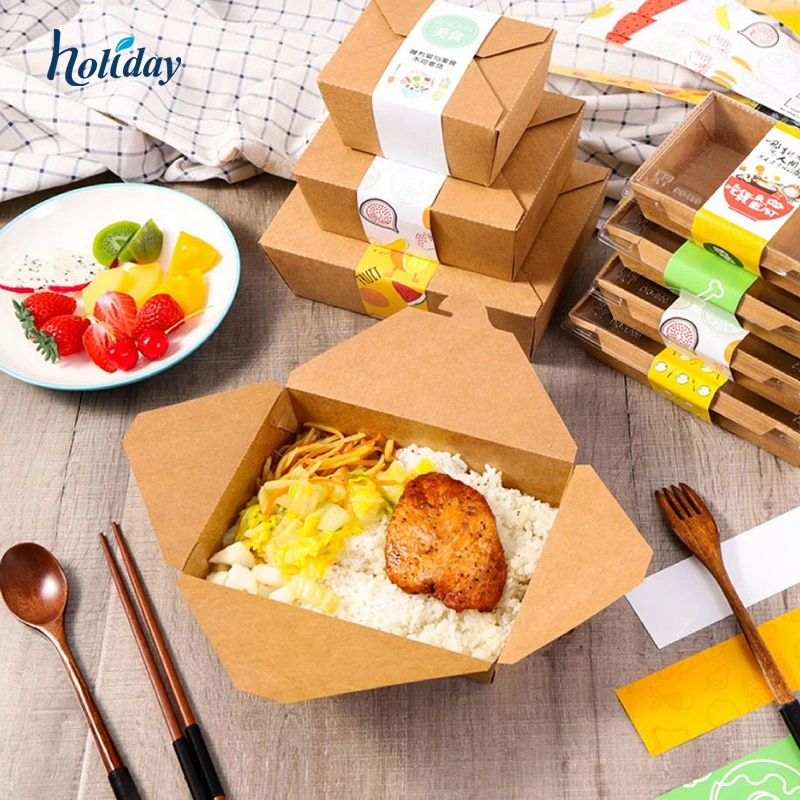 Factory Hot Sale Disposable Take Away Kraft Paper Lunch Box Paper Food Container 300PCS Per Carton