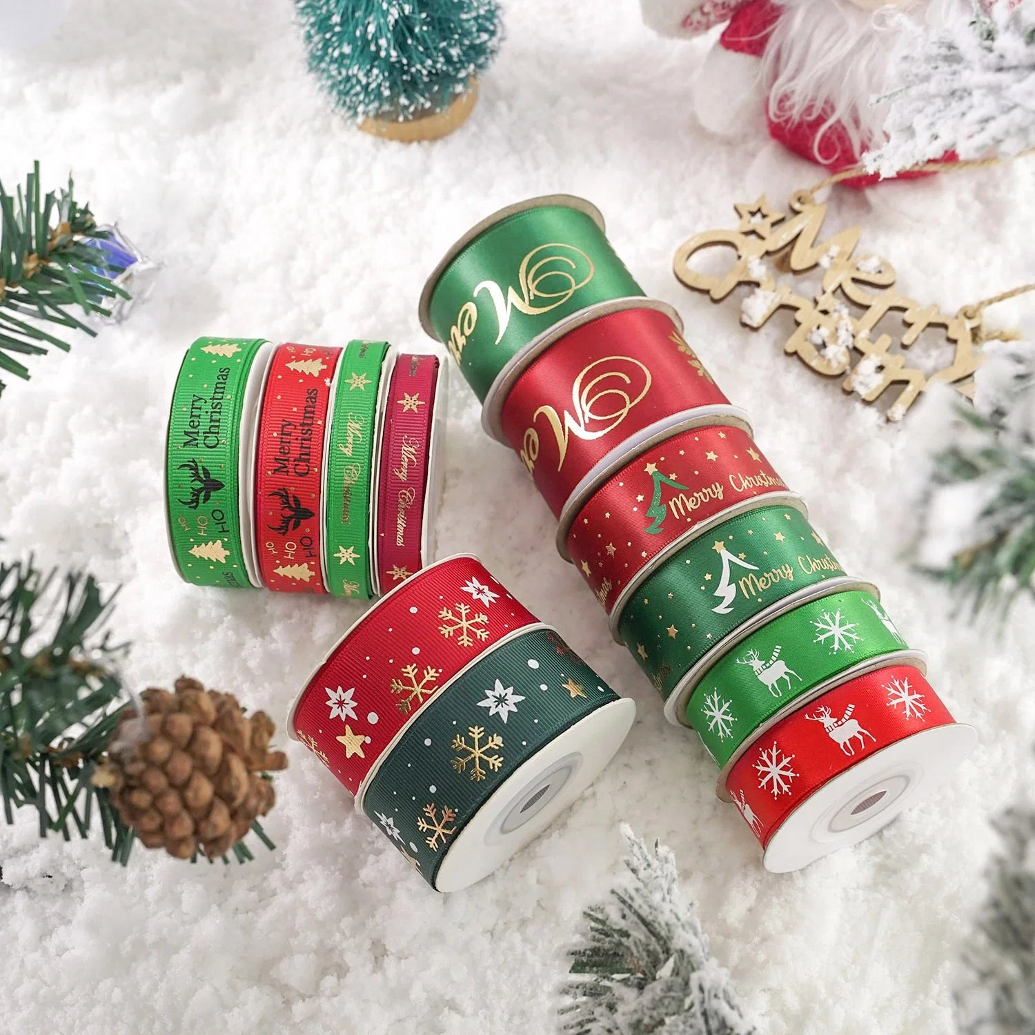 2022 New Christmas Ribbon, Christmas Tree Decorative Ribbon Gift Packaging Christmas Accessories DIY Decorative Ribbon