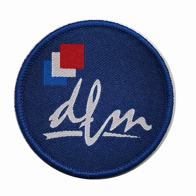 Custom Logo Printing Overlock Edge Woven Logo Custom Stick on Patches for Caps