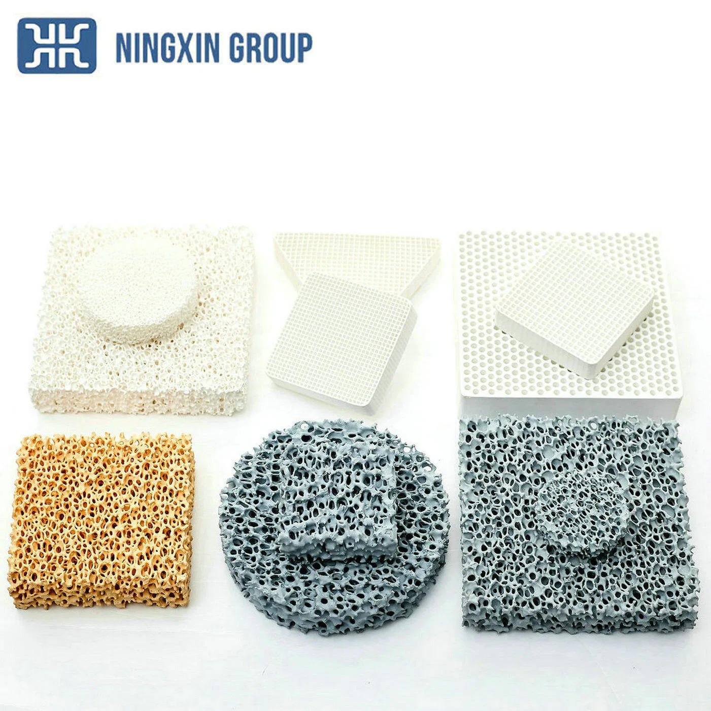 Ningxin mejor Precio Alumina Ceramic Foam Filter for Molten Metal Filtración 10-30ppi grosor 13mm-30mm