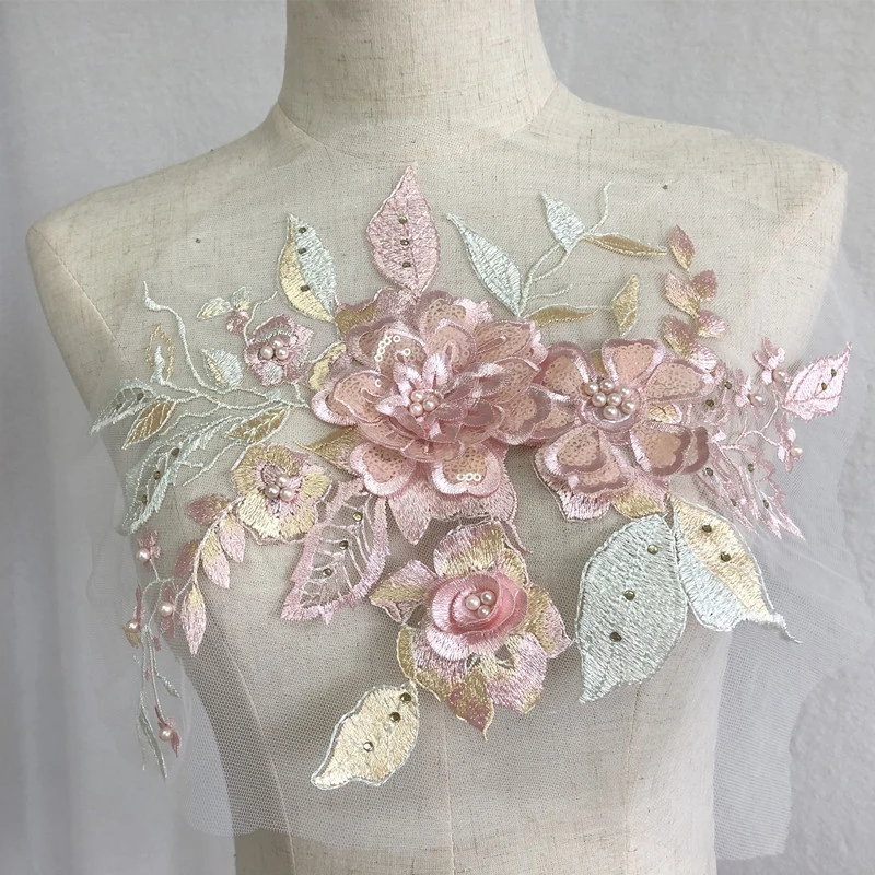 3D fleurs Dentelle fleur applique les correctifs Vintage Motif de broderie à coudre sur la fête de mariage robe de costumes de danse de l'artisanat