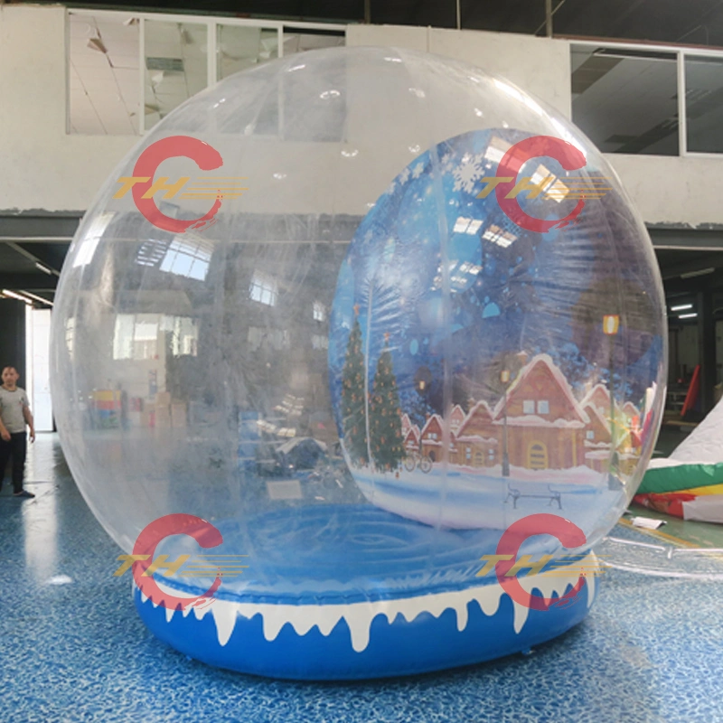 Life Size Inflatable Christmas Snow Globe with Custom Banner and Jumping Pad for Outdoor