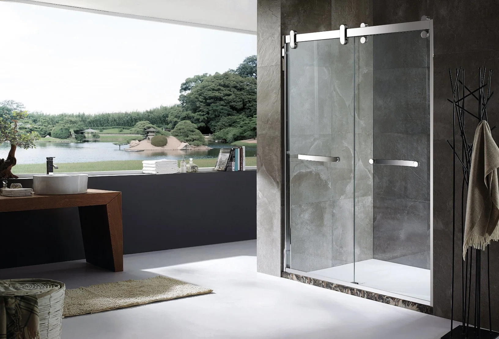 304 Stainless Steel Hotel Decorative Double Sliding Door Shower Room Bathroom