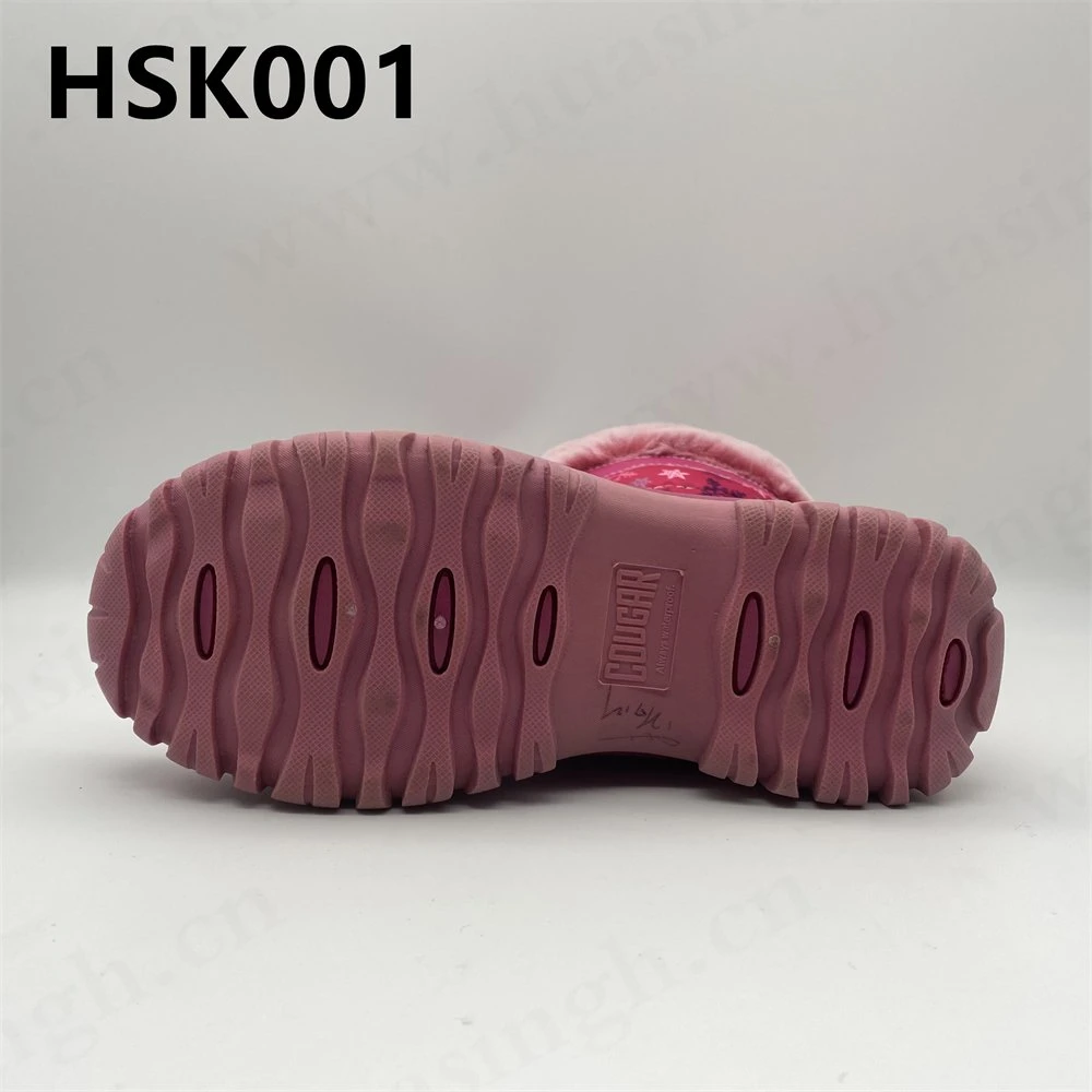 Lxg, Plush Tightening Mouth Design Winter Waterproof Children Boots Strong Grip TPR Outsole Pink Color Duck Boot Women/Lady Hsk001