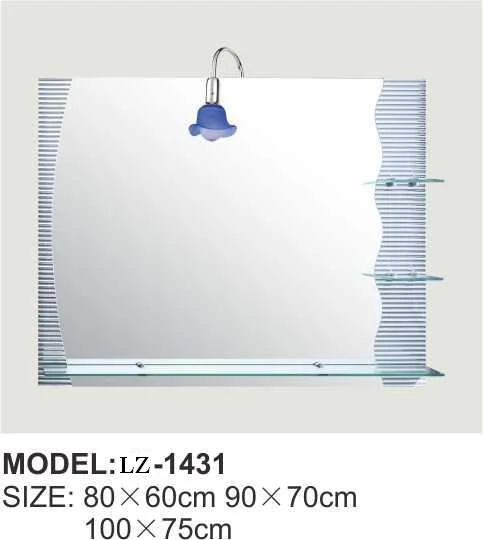 2023 Fashion High quality/High cost performance Light Bathroom Mirror with Double Shelf