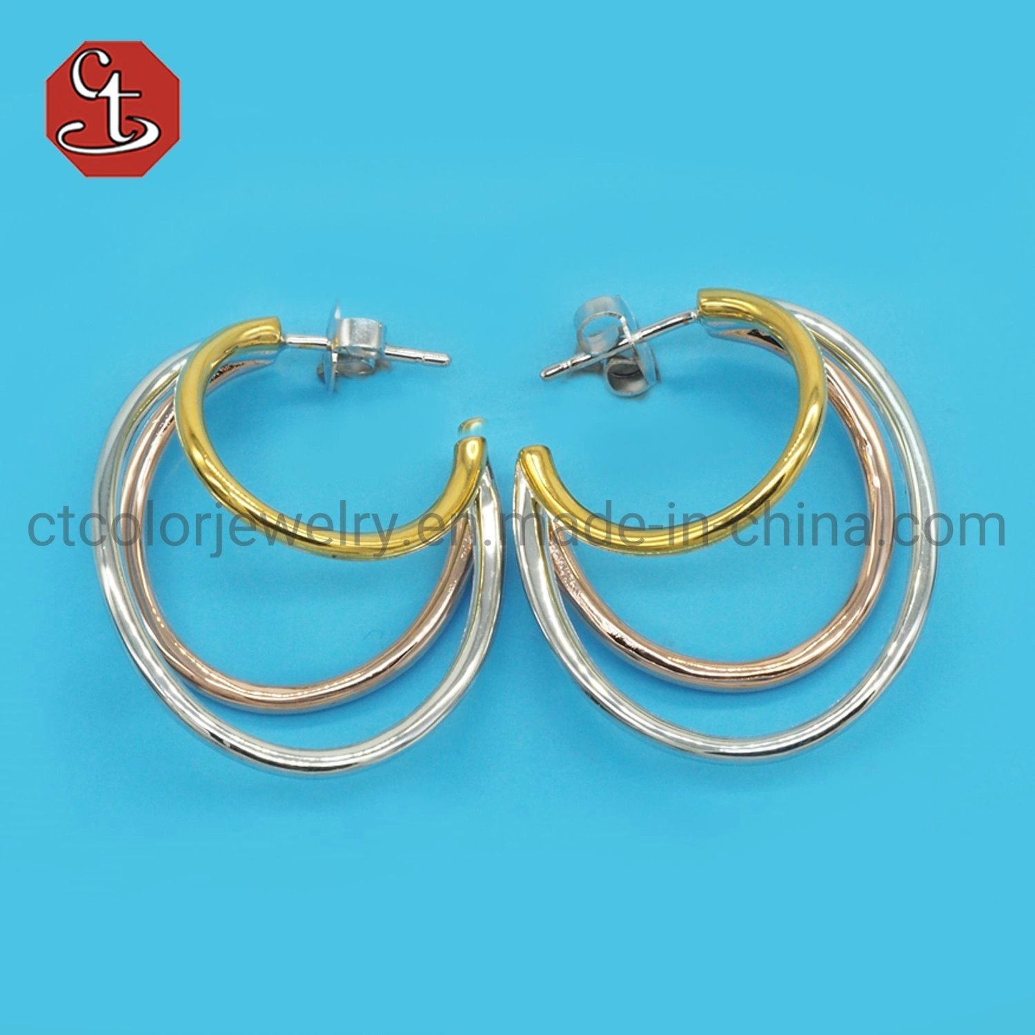 Les femmes Grande plaine vert spécial de la Baguette TP stone Hoop Earring individualisés en laiton et bijoux en argent