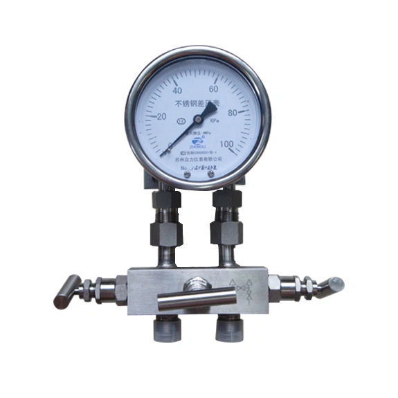 4inch-100mm All Stainless Steel Bottom Connection High Static Pressure Three-Valve Differential Pressure Gauge