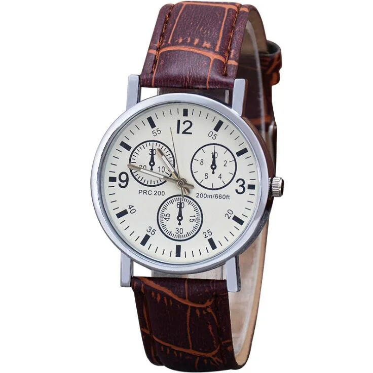 Wholesale Fashion Three-Eye Men Quartz Watch Blue Glass Belt Men Wrist Watch