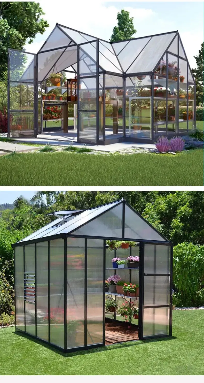 Garden Greenhouse Walk-in Plant Potted Sunroom Waterproof Keep Warm Flower Glass Greenhouse Seedling Shed Aluminum Alloy Steel Frame