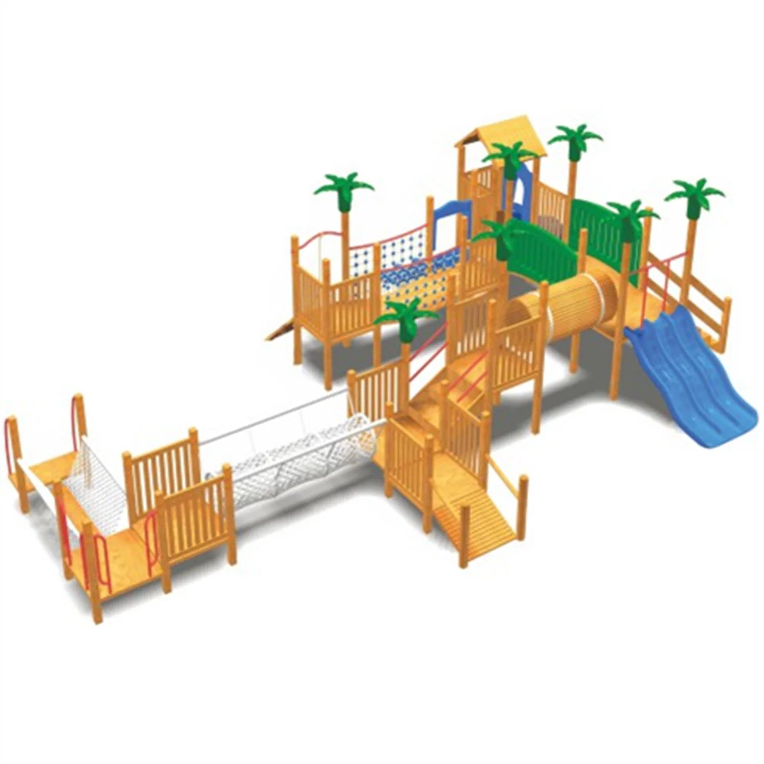 Park Landscape Outdoor Playground Equipment Wooden Slide Climbing Frame