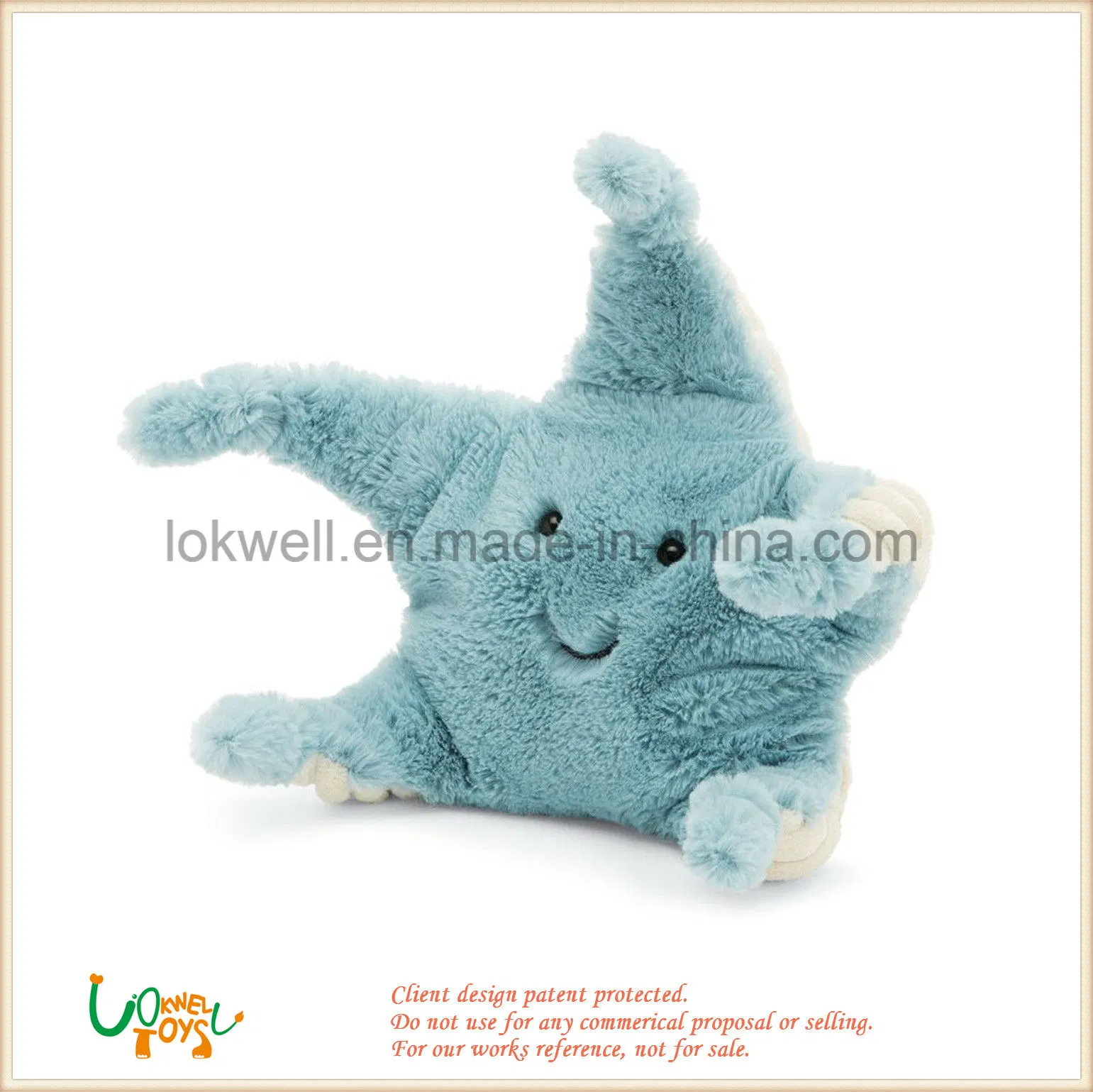 Fluffy Soft Stuffed Animal Blue Seafish Sea Star Kids Children Toy