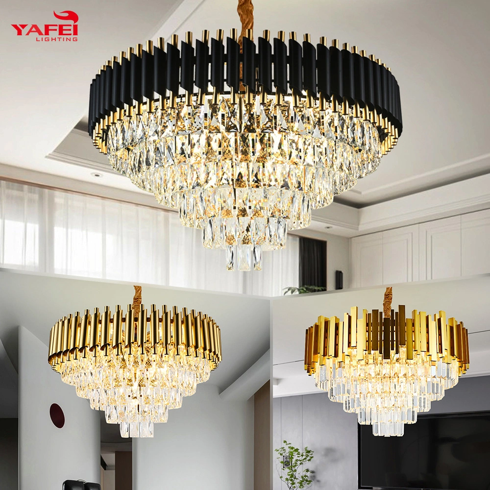 Hotel Lobby Project Copper Large Pendant Light Hanging Luxury Modern Crystal Chandelier