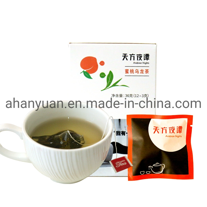 Chinesischer aromatisierter Tee getrocknete Früchte Pfirsich Oolong Tee im Dreieck Teebeutel