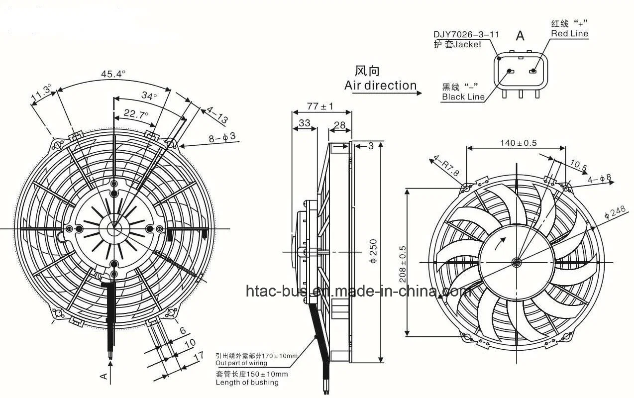 Motor do ventilador do ar condicionado do veículo 24V Spal VA07-BP12/C 58A