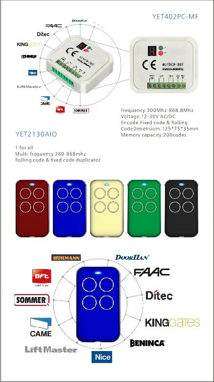 Copiar código evolutivo de RF sem fios 433MHz Controle Remoto