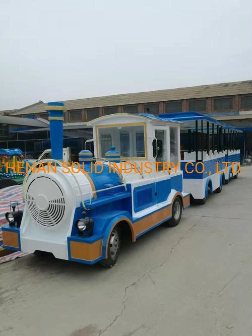 Amusement Park Children Small Trackless Train Ride in Public Garden