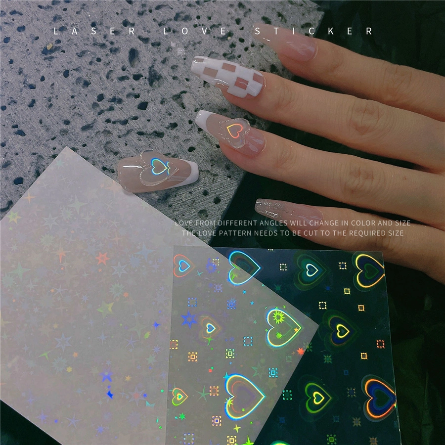 Nail Art Sticker Otoño e Invierno amor láser Aurora Nail Sticker All-Match Flash Super láser de estrellas decoración Nail Art Nail Art Sticker