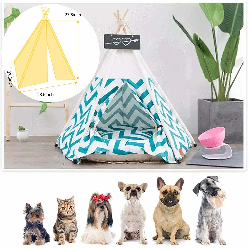 Pet Teepee Tent with Mat for Large Dogs Cats Portable House