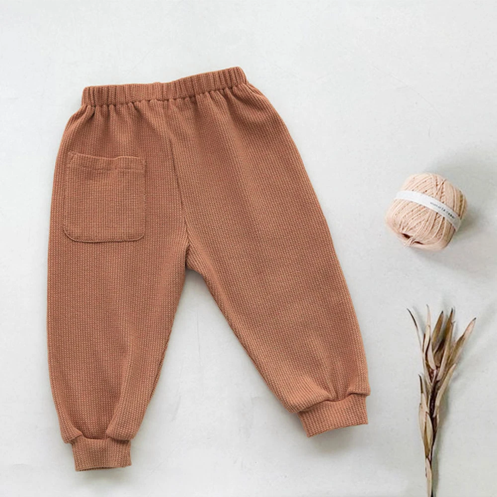 Waffle Cotton Brown Cream Color Baby Pants Kids Wear