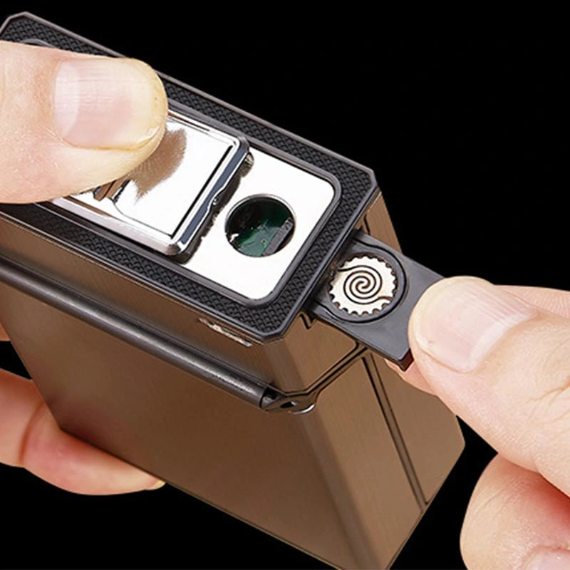 Automatic Ejection Cigarette Case Dispenser with Electric Lighter USB Windproof