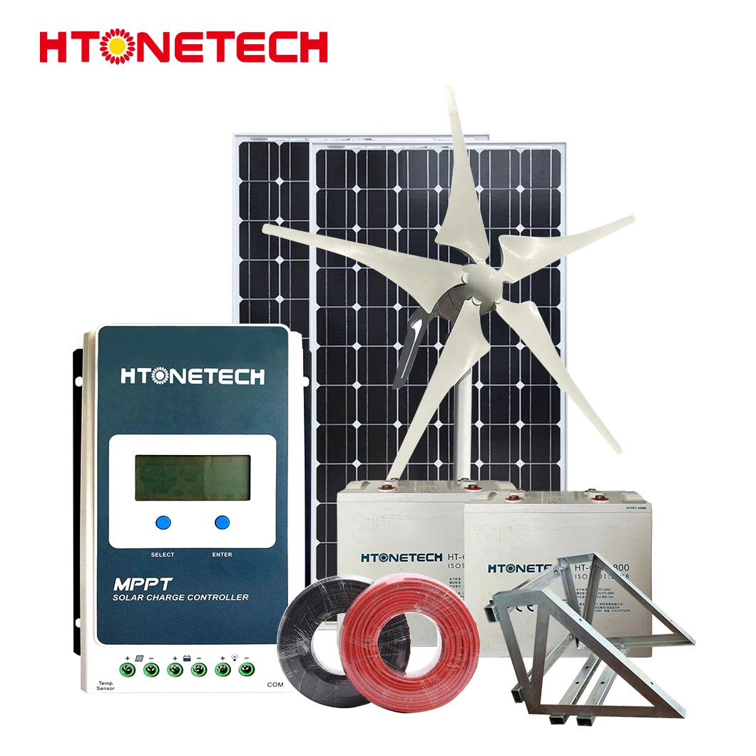 Htonetech monokristalline 24V 320W Solarpanel Hersteller Outdoor Solar Power System 1000W China Windstromversorgung des Netzsystems mit Kompakte Windenergieanlage