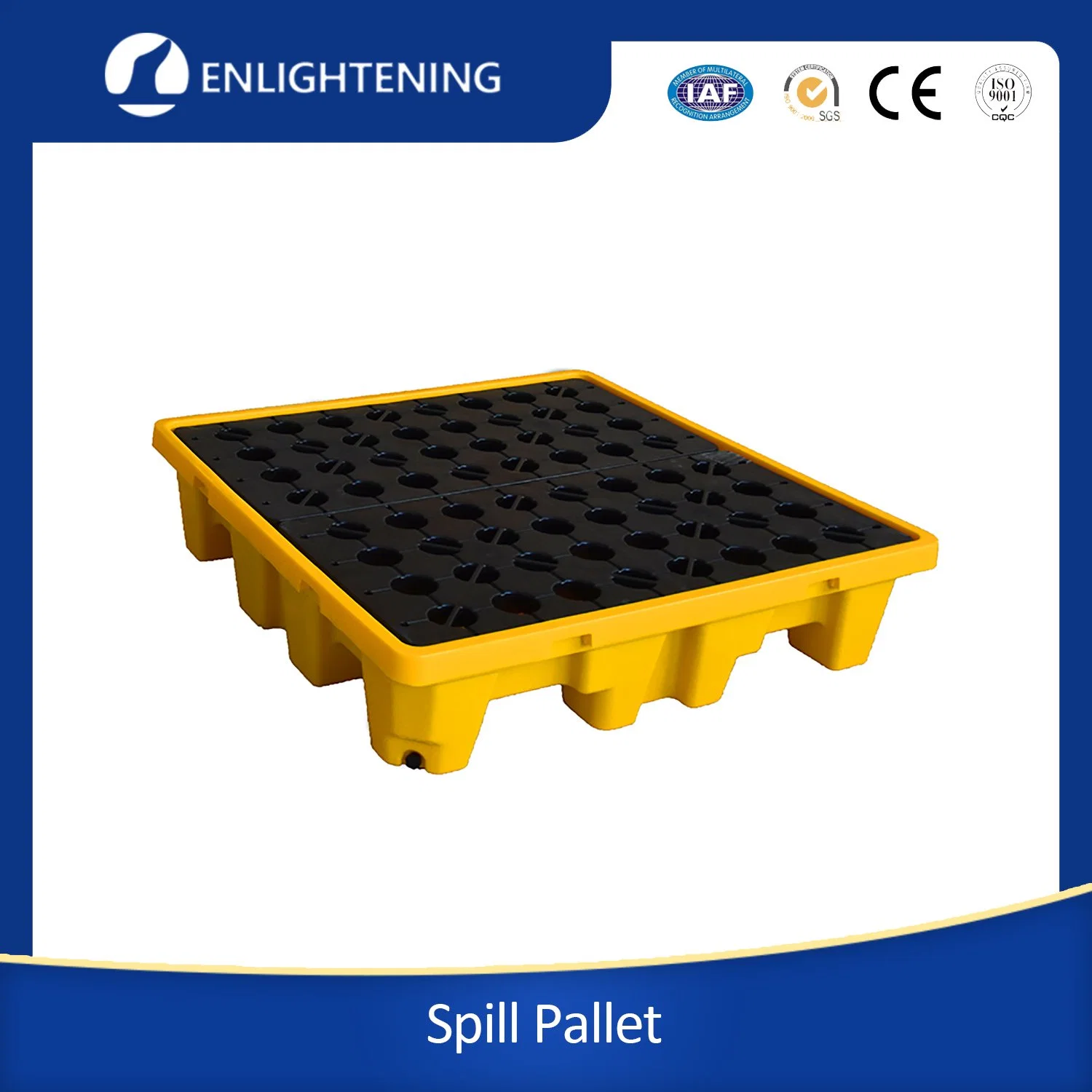 Leak-Proof Reusable Industrial Plastic Drum Pallets Heavy Duty HDPE 4 Drums Spill Pallet