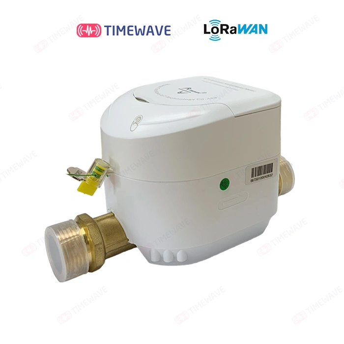 DN20 Medidor de flujo de agua fría ultrasónico inteligente Lora/Lorawan con control remoto prepagado y sin válvula, cubierta de cobre