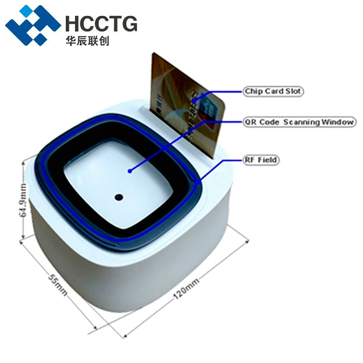 EMV PBOC 3m/S 2D lector de códigos de barras de QR Code Scan Para IC NFC para las finanzas (HCC3300)