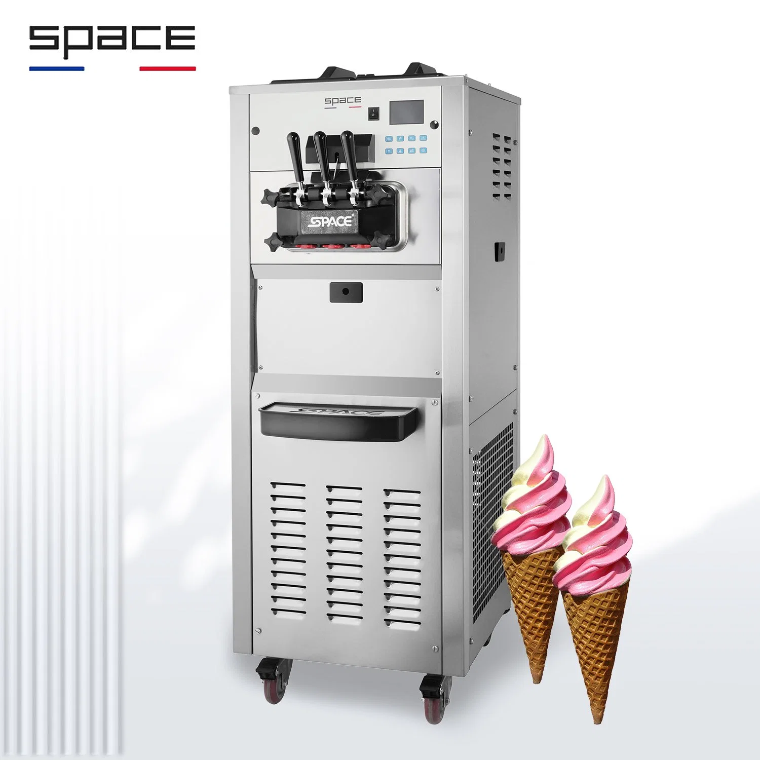 3 Flavors Floor Model Soft Serve Ice Cream Making Machine for Commercial Use