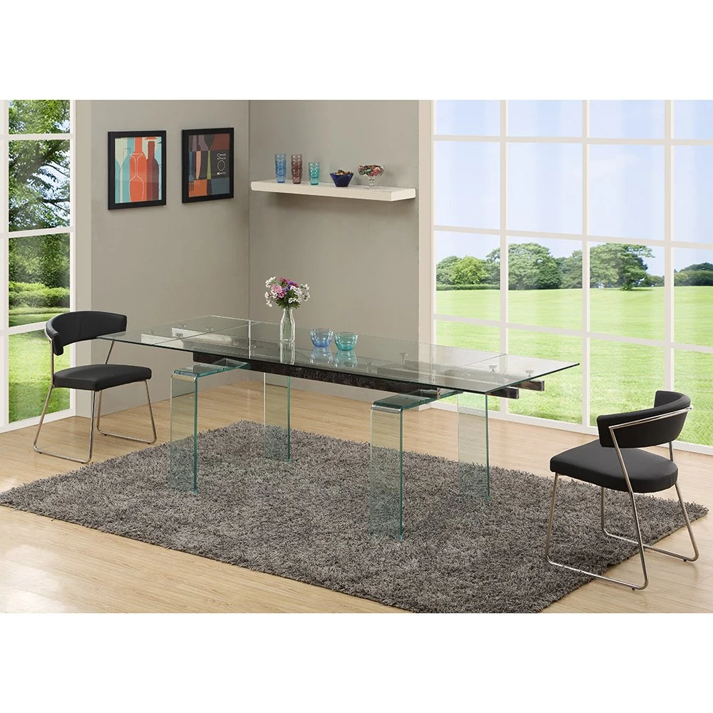 Clear Tempered Glass Extension Table Living Room Furniture