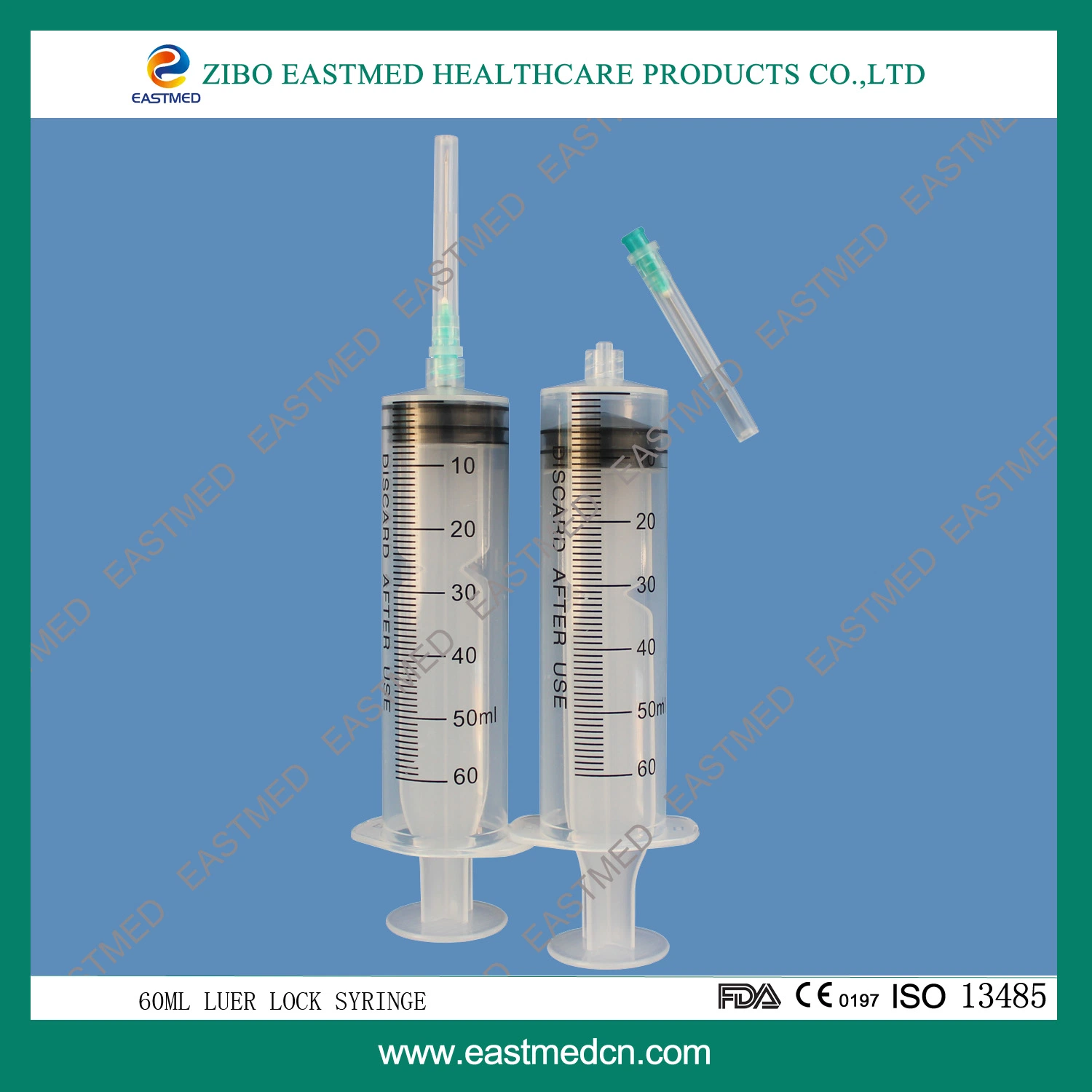 Disponsable Medcal Sterile Syringe, 3-Parts, Luer Lock, 60ml with Catheter Tip