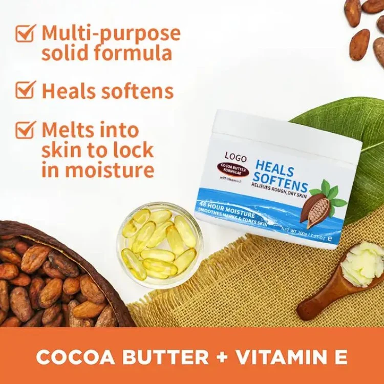 Formule au beurre de cacao thérapie quotidienne de la peau Lotion solide avec de la vitamine E hydratant pour le corps pour une peau extrêmement sèche et apaisante